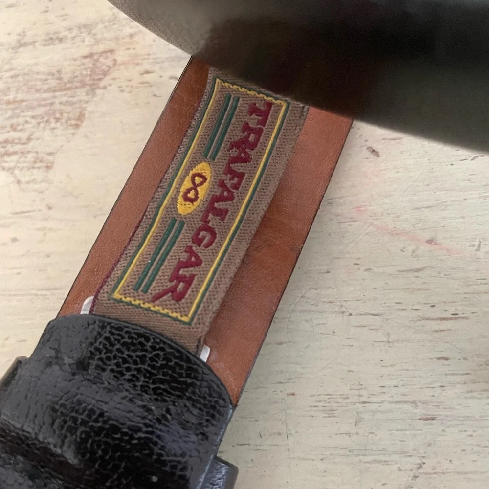 TRAFALGAR Made‎ in USA Glazed Capra Classic Leather Belt in Black Size 42 $105